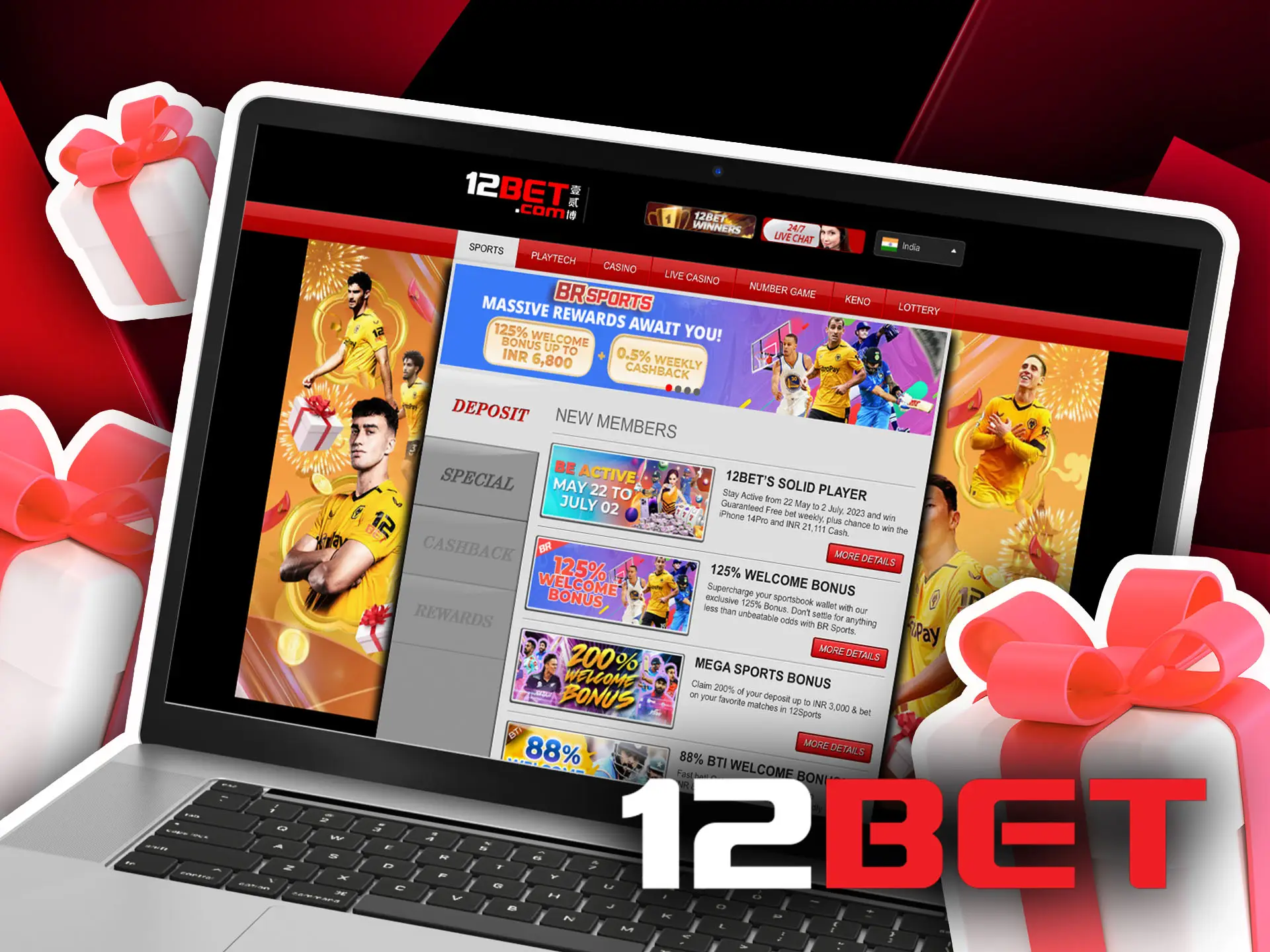 Get your 12bet bonuses after registration and first deposit.