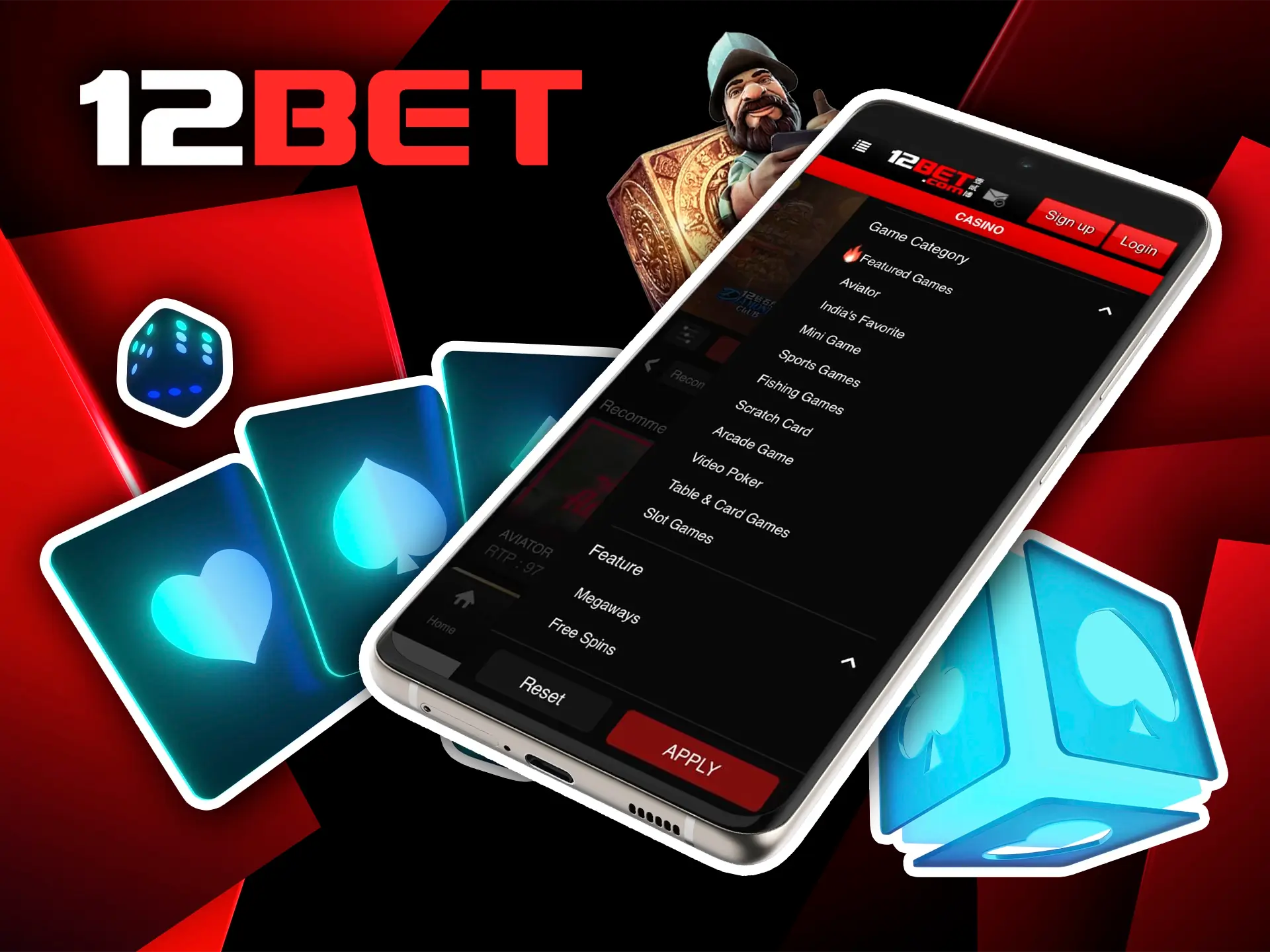 The variety of gambling games and slots at 12Bet Casino will not make you bored.